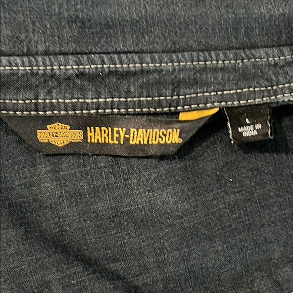Harley-Davidson Women's Dark Blue Long Sleeve Snap Button Shirt w/Pockets Size L - Picture 4 of 4